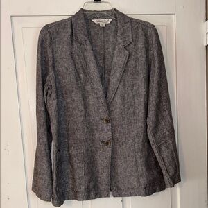Women’s 100% Linen Boyfriend Jacket Blazer Gray Small P Career Office Layer